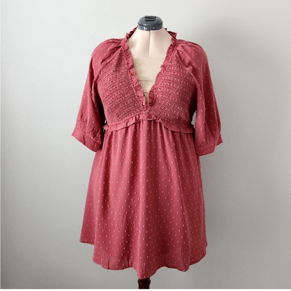 Arula Pullover Flowy Stretch Babydoll Dress With V-Neckline & Ruffle Trim, 18/20